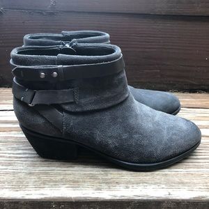 Clark’s gray suede leather ankle boot
